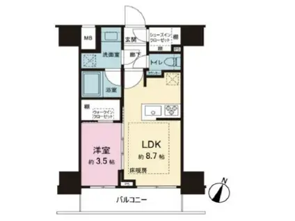 シティインデックス神田(1LDK/8階)の間取り写真