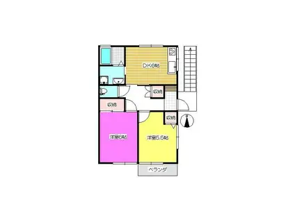 プラザイシヅカA(2DK/2階)の間取り写真