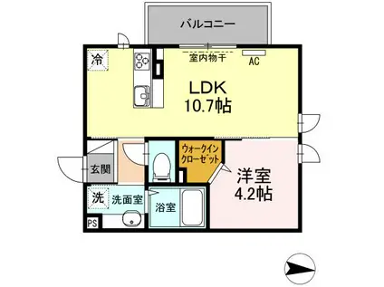 ファミールSHOWII B棟(1LDK/3階)の間取り写真