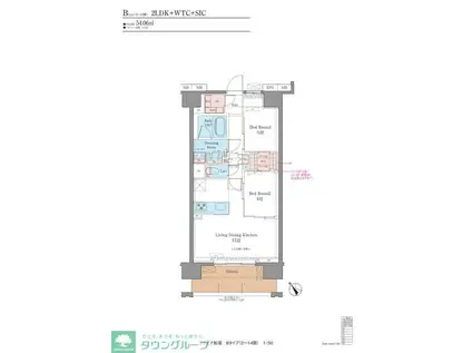 LUXENA船堀(2LDK/11階)の間取り写真
