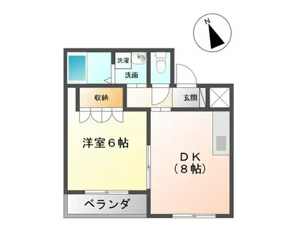 みかんの木 MK(1DK/2階)の間取り写真