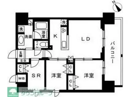 アルファレジデンシア南千住(2SLDK/14階)の間取り写真