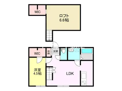 プリマ前橋朝倉(1LDK/2階)の間取り写真