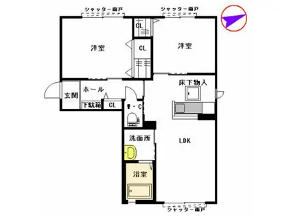 ヴィラ ソレイユ(2LDK/1階)の間取り写真