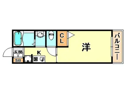 ディアス灘北(1K/1階)の間取り写真