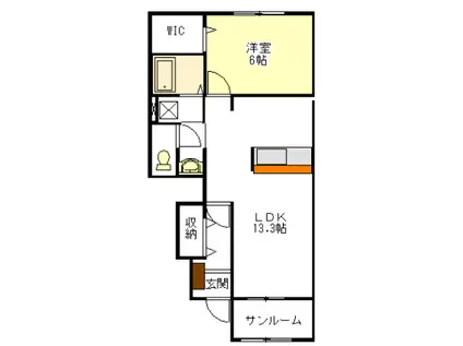 第二東雲 A(1LDK/1階)の間取り写真