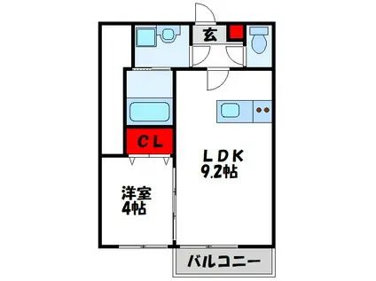 シャルム岡垣III(1LDK/1階)の間取り写真