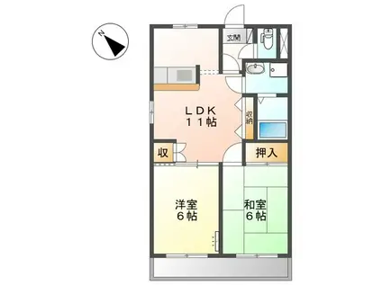 ハッピースリーヒルズ(2LDK/2階)の間取り写真