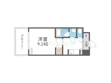 スプランディット難波II(1K/11階)の間取り写真