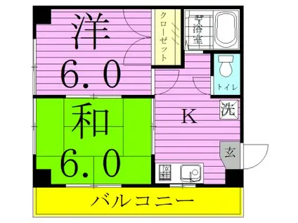 上田コーポ(2K/2階)の間取り写真