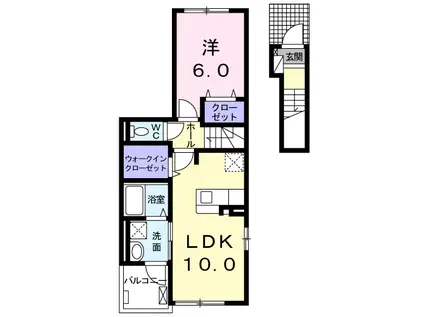 アルヴィータI(1LDK/2階)の間取り写真