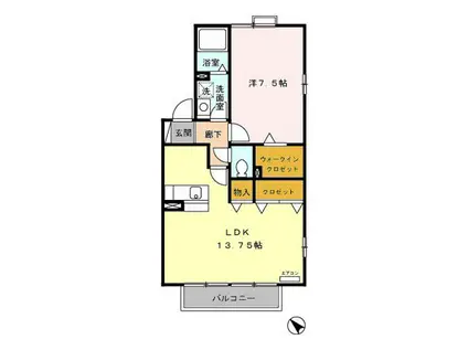 BELL VILLGE (1LDK/2階)の間取り写真