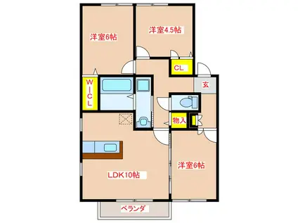 ウッドコーポラス・K(3LDK/2階)の間取り写真