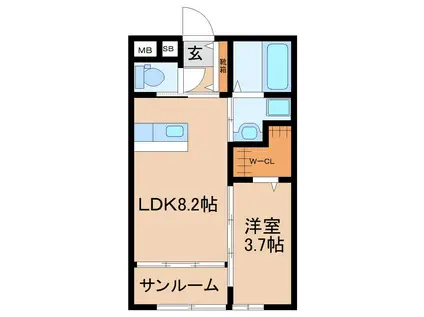 REST森山A(1LDK/1階)の間取り写真