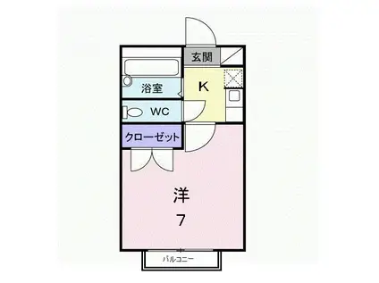 ベウラハイツ(1K/2階)の間取り写真