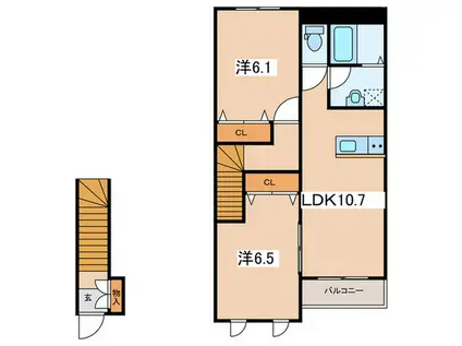 エクセレントヒルズ(2LDK/2階)の間取り写真