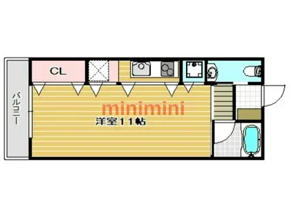 阪急京都線 高槻市駅 徒歩3分 9階建 築20年(ワンルーム/7階)の間取り写真