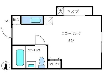 ハイムK(ワンルーム/2階)の間取り写真