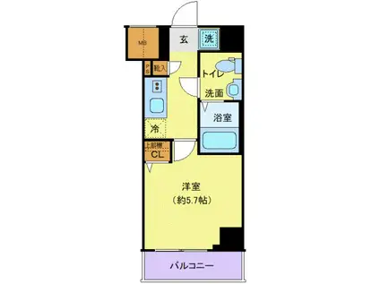 クレヴィスタ大井町(1K/1階)の間取り写真