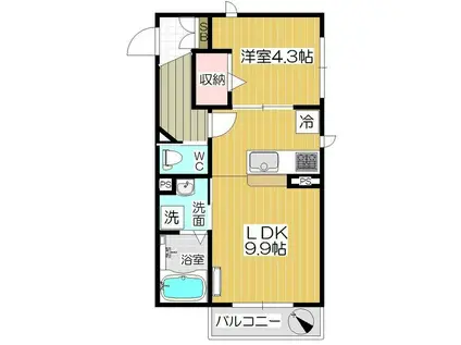 クレストレジデンス(1LDK/2階)の間取り写真