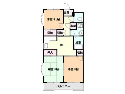 エレガンス中里(3DK/4階)の間取り写真