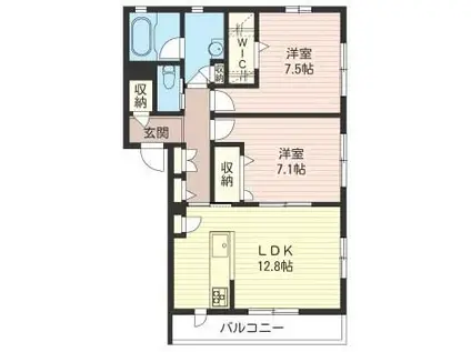 COZY GRANDEURB棟(2LDK/1階)の間取り写真