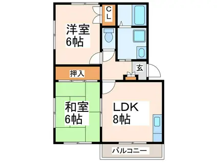 リバーサイドエス(2DK/2階)の間取り写真