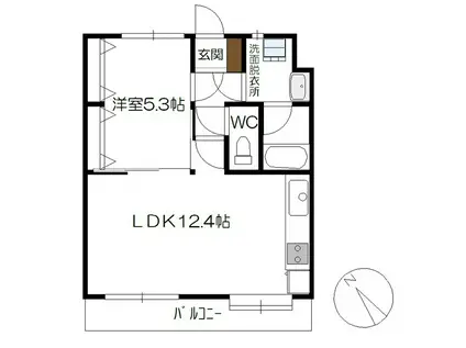 第2車コーポラス(1LDK/1階)の間取り写真