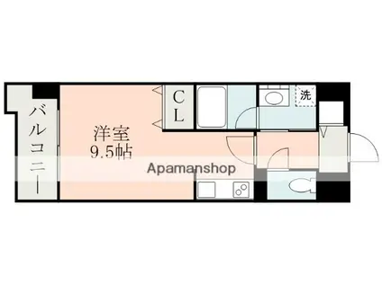 クレスト熊本城(ワンルーム/12階)の間取り写真