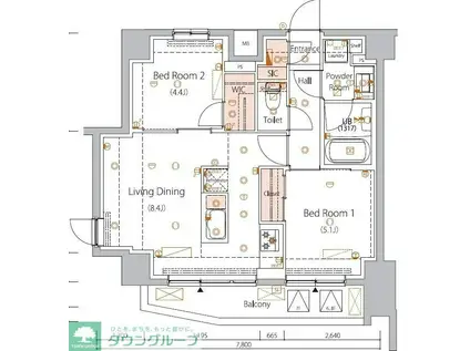 HY S 三ノ輪 II(2LDK/5階)の間取り写真