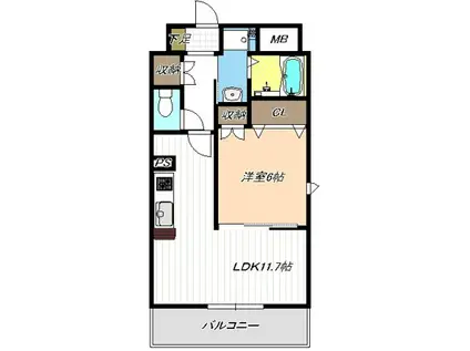 エステーラ小碓(1LDK/2階)の間取り写真