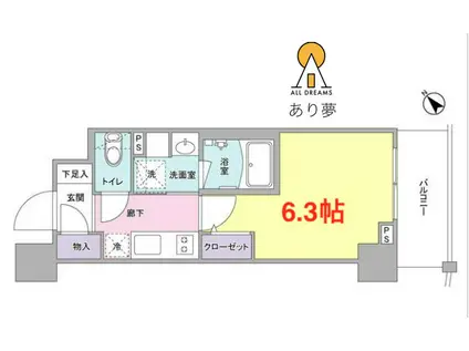 ORGE鶴見(1K/6階)の間取り写真