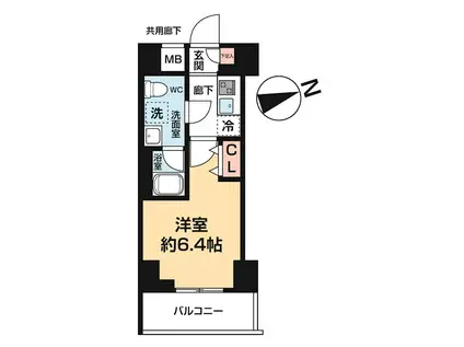 ヴァローレ松戸フィーロ(1K/10階)の間取り写真