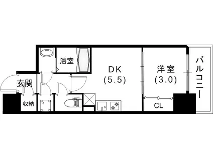 セレニテ神戸ミラク(1DK/11階)の間取り写真