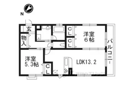 サニープレイス向日町(2LDK/2階)の間取り写真