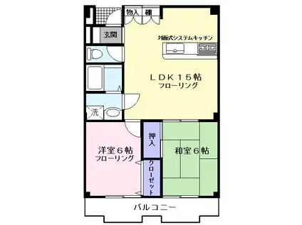パレスフリージア(2LDK/3階)の間取り写真