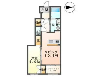 プリーモII(1LDK/1階)の間取り写真