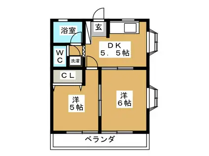 中町ハウス(2DK/2階)の間取り写真