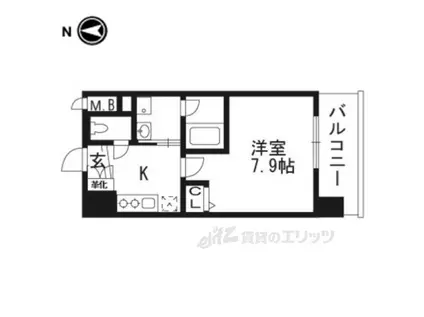 ベラジオ京都西院ウエストシティⅡ(1K/6階)の間取り写真