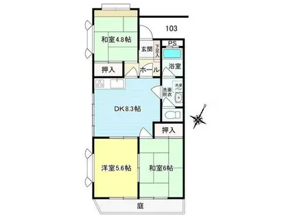 セントラルハイツ東川口(3DK/1階)の間取り写真