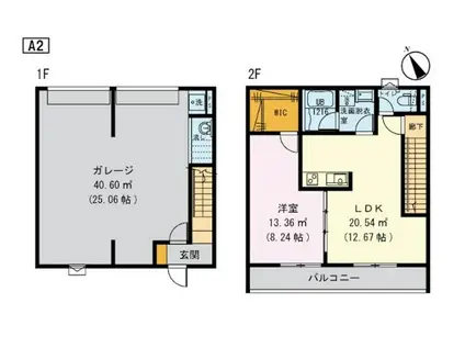 グランディールA棟(1LDK/1階)の間取り写真
