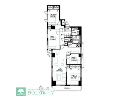 トレス・プラタ桜丘(4LDK/3階)の間取り写真