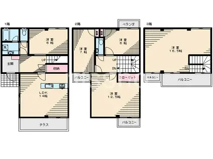 テラサスグリーン(5LDK/1階)の間取り写真