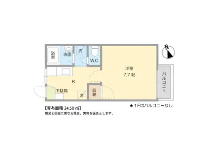 ＪＲ山陰本線 鳥取大学前駅 徒歩11分 2階建 築40年(1K/1階)の間取り写真