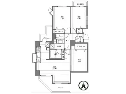 プロスペクト清澄庭園(3LDK/7階)の間取り写真