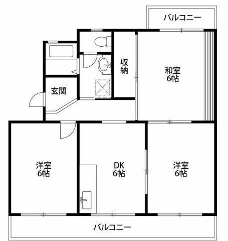 プライムハイツA(3DK/4階)の間取り写真