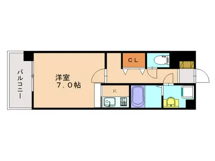 ヒュースロア井尻(1K/2階)の間取り写真