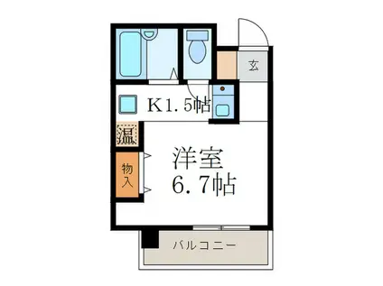 サーティフル新二条(1K/2階)の間取り写真