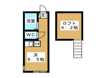 ユナイト黄金町パルテノンの丘(ワンルーム/1階)の間取り写真