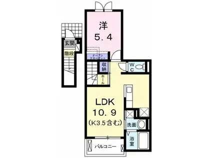 シエル・ノクターン II(1LDK/2階)の間取り写真